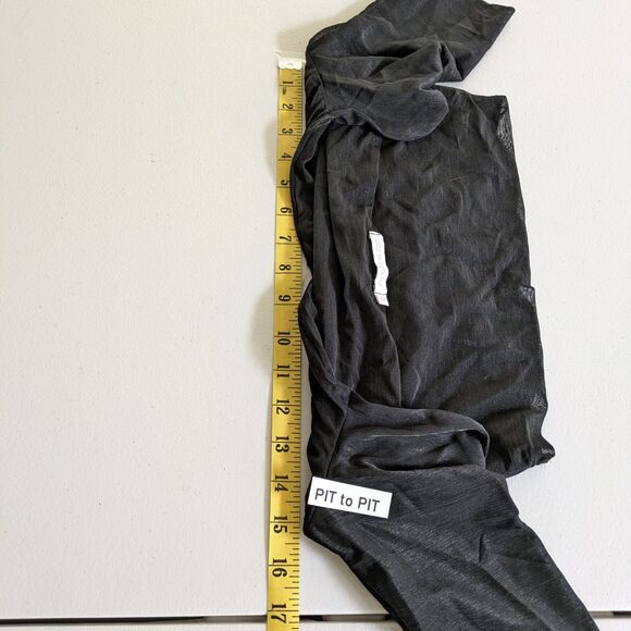 God Save Queens Layla XS Mesh Top Off Shoulder Cropped Ruched Sheer Black - Picture 8 of 10